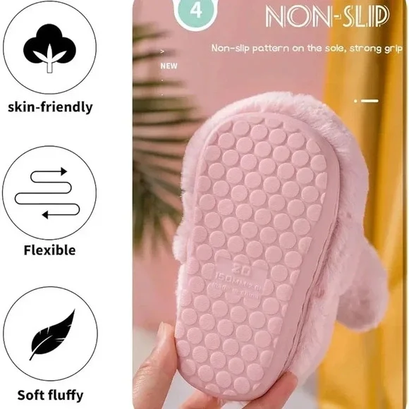 Pink Bunny Plush Slippers - Picture 7 of 11